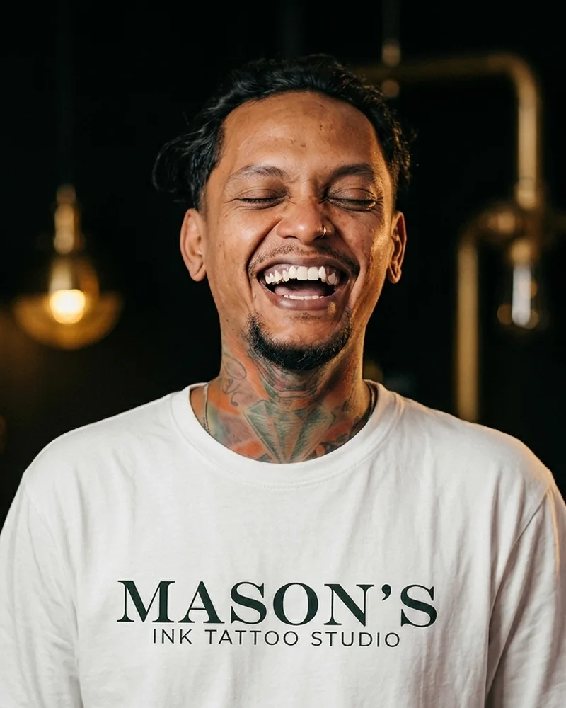Agoy, independent tattoo artist at Mason's Ink