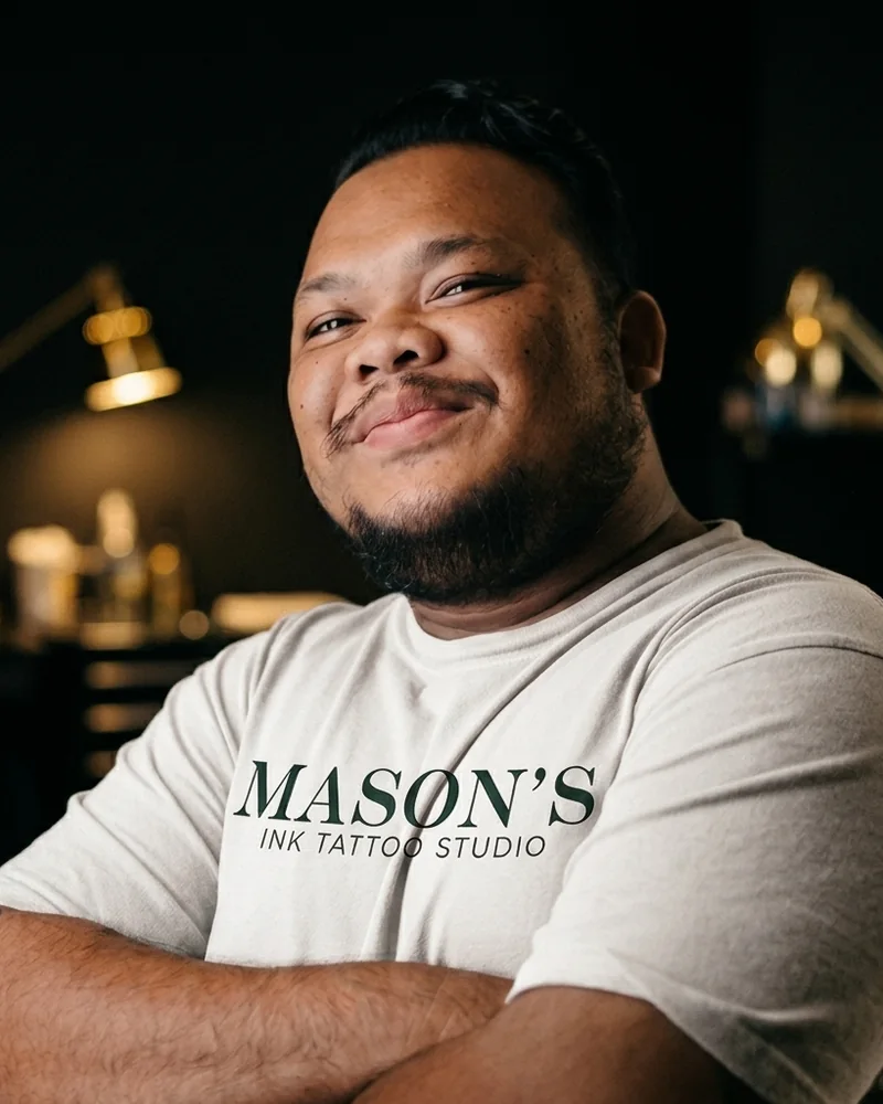 Agus, independent tattoo artist at Mason's Ink