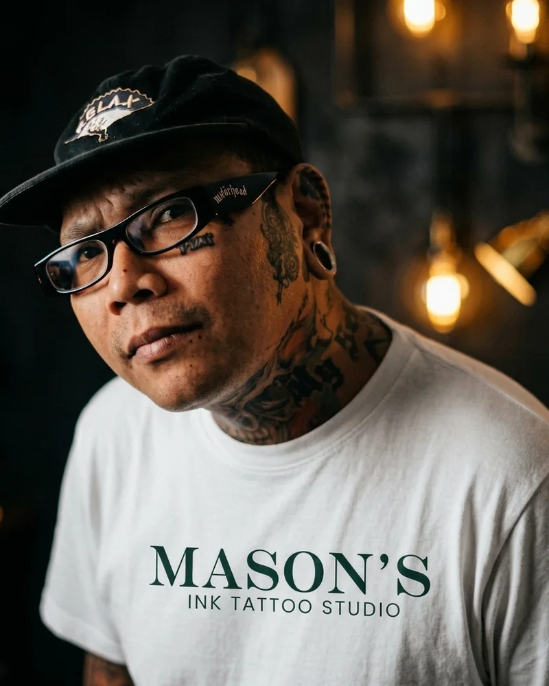 Aris, independent tattoo artist at Mason's Ink