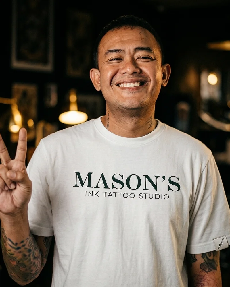 Bejus, independent tattoo artist at Mason's Ink