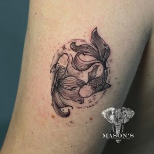 koi fish line tattoo