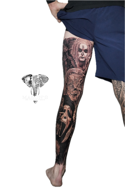 Black and Grey Realism Woman Tattoo Design