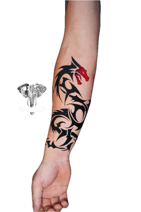 Black Work Dragon Tattoo Design