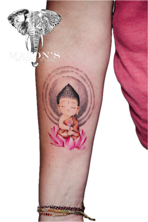 Cartoon Buddha Color Tattoo Design