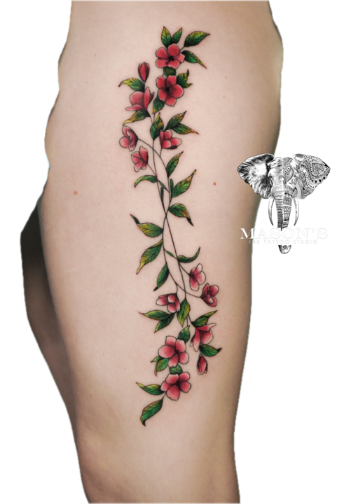 Colored Floral Tattoo Style Design