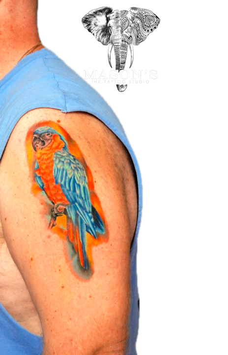 Color Tattoo Style Bird Design