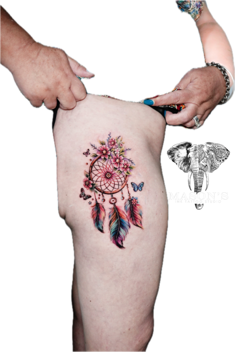 Color Tattoo Style Dream Catcher Design