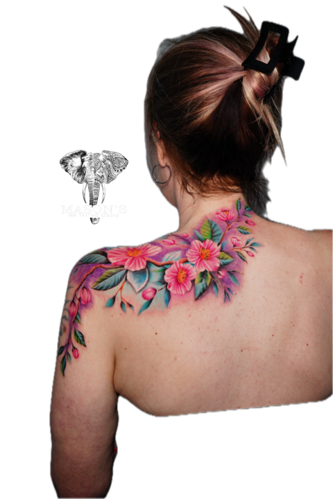 Colored Floral Tattoo Design