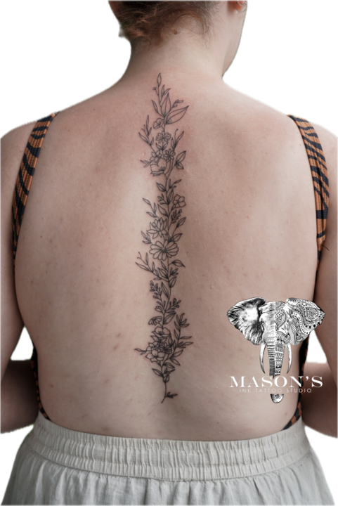 Floral Fineline Tattoo Design