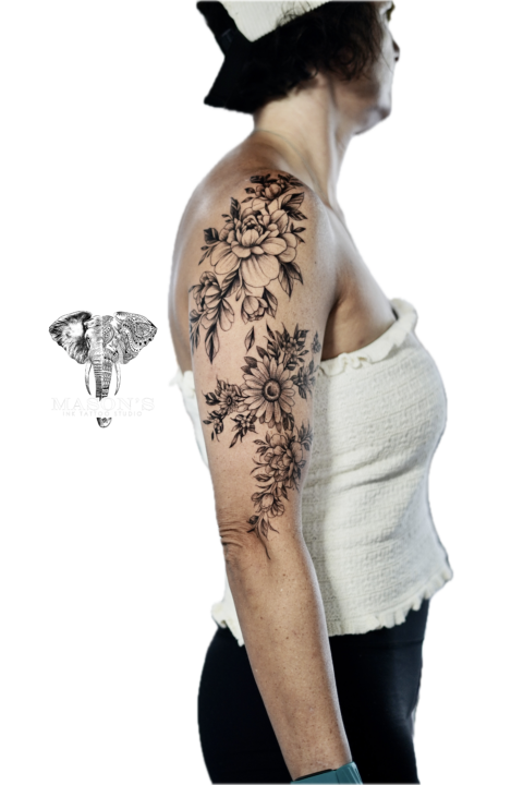 Floral Tattoo Style Design