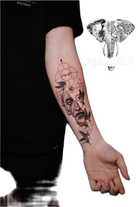 Geometric Conceptual Tattoo Style Face Design