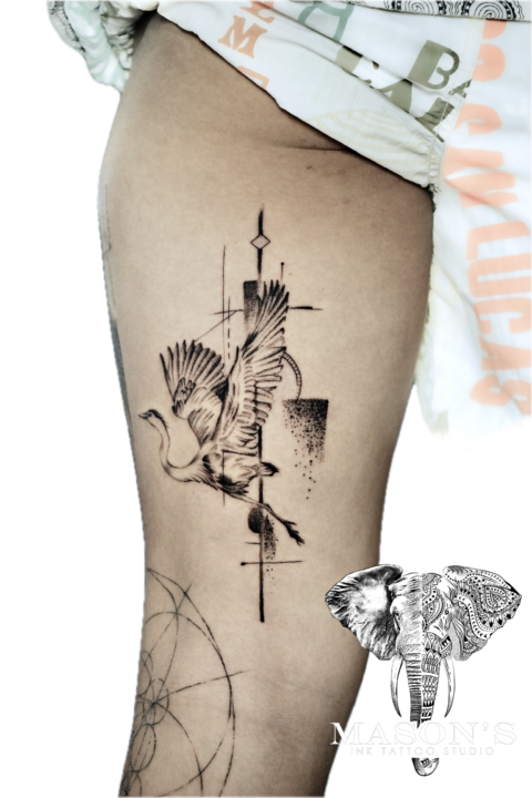 Geometric Conceptual Tattoo Style Icarus Design
