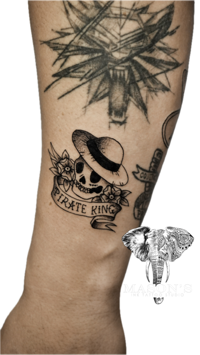 Traditional Tattoo Style : Skull and One Piece Logo Anime