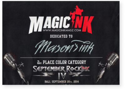 Winning Award Best Studio Tattoo Seminyak by Mason's Ink Tattoo Studio, Bali