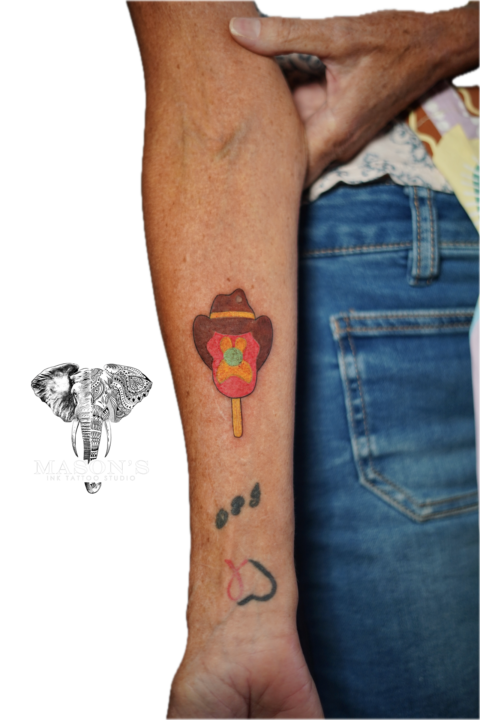 Color Clown Ice Cream Face Tattoo Design