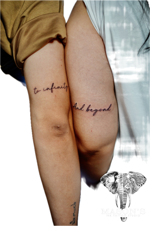 Couple Fineline Script Tattoo Design