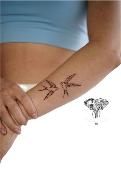 Fine Line Bird Tattoo Design