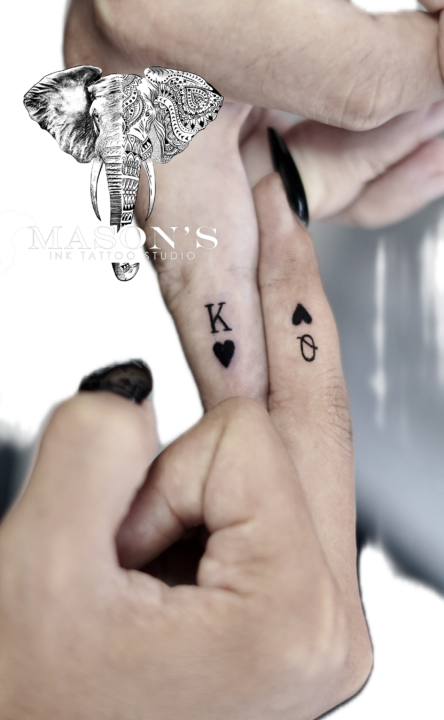 Fine Line King and Queen of Hearts Tattoo Design