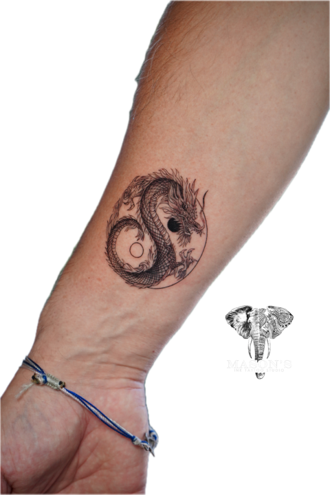 Black and Grey Dragon Tattoo Design