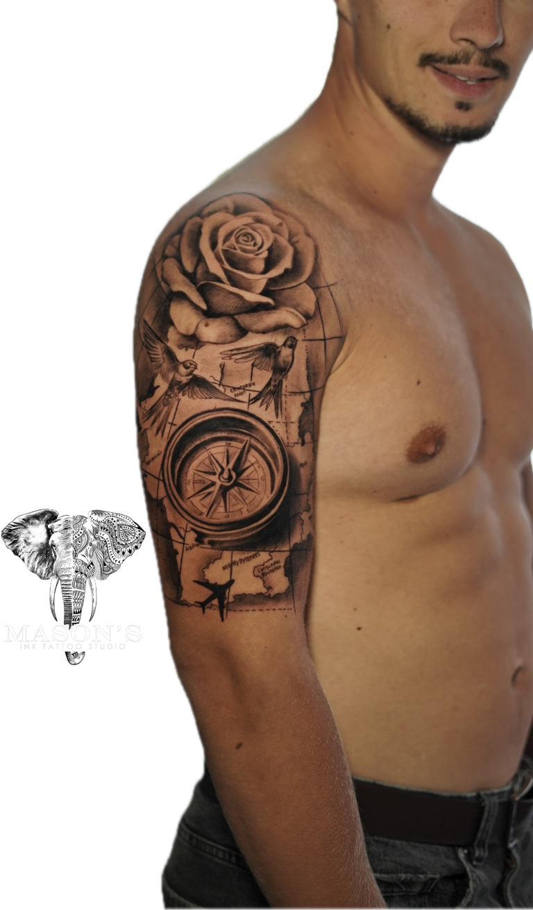 Japanese, Floral, Black and Grey