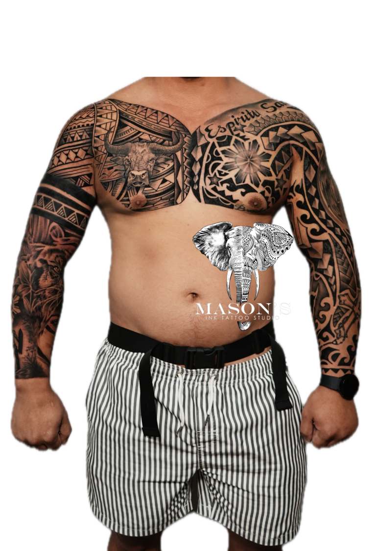 Polynesian, Black and Grey & Black Work