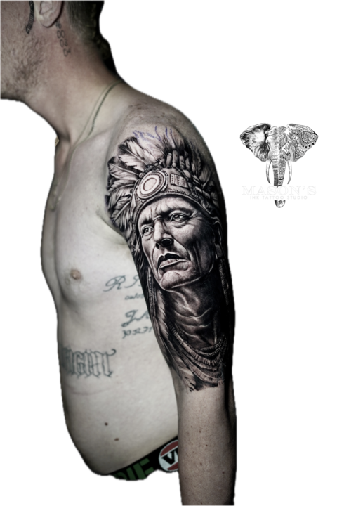 Portrait Realism Indian Tattoo Design