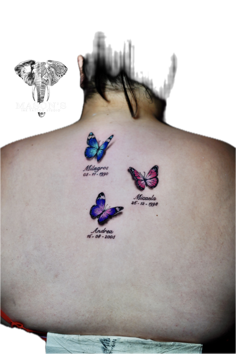 Realistic 3D Color Butterfly Tattoo Design