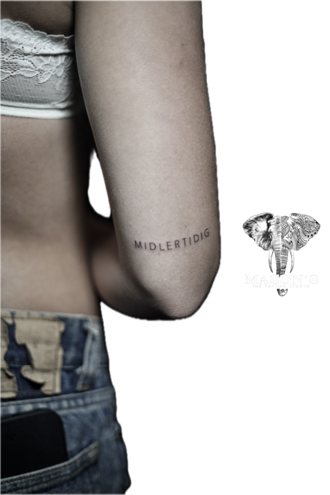 Script MIDLERTIDIG Tattoo Design