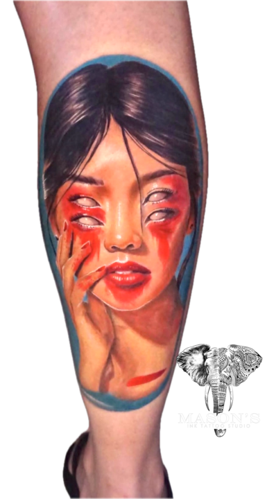 Tattoo Style Color Scary Face