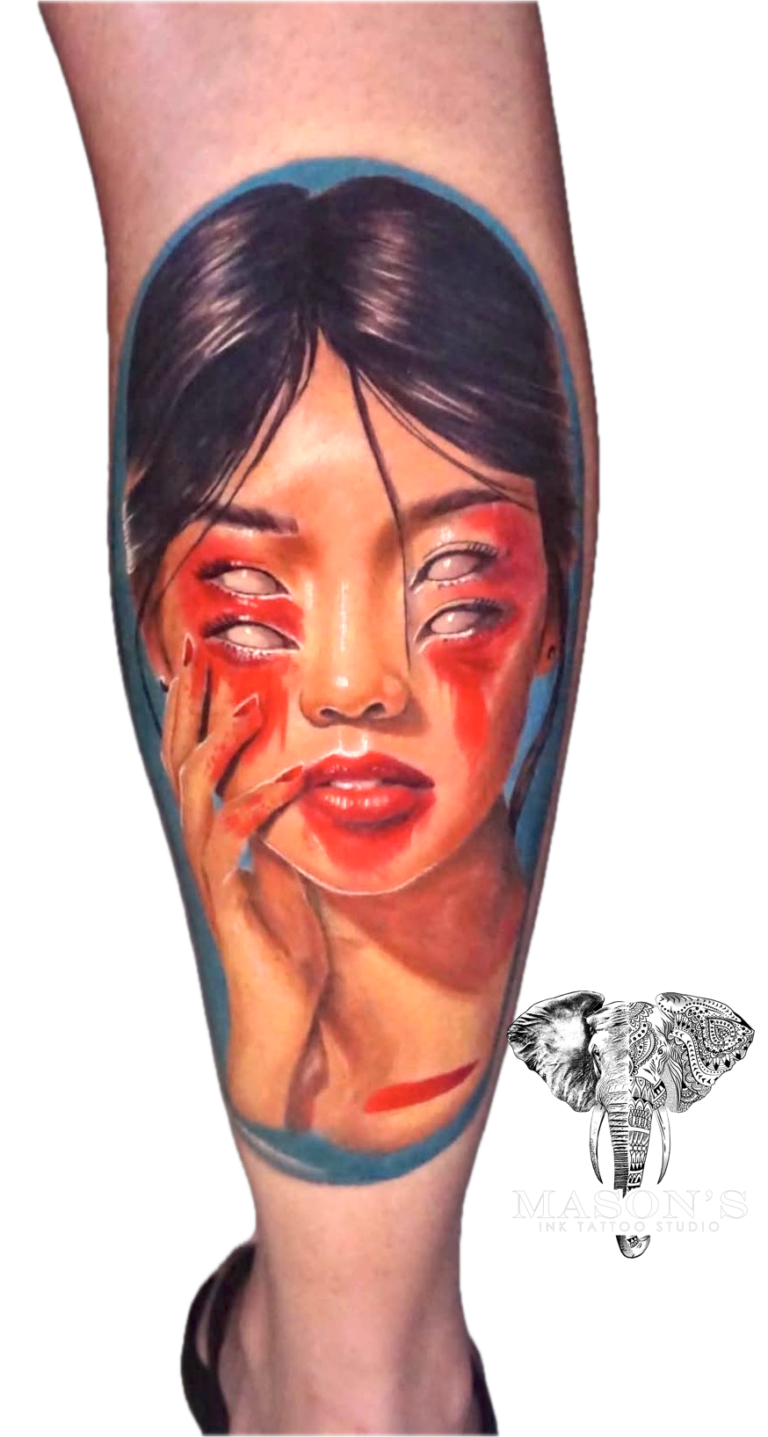 Tattoo Style Color Scary Face