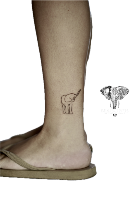 Fineline Elephant Tattoo Design