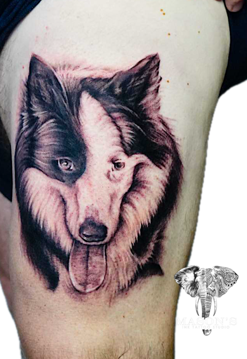 Dog Face Memorial Tattoo Design