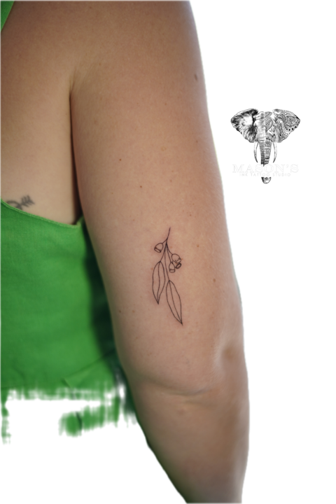 Fine Line Leaf Tattoo Design