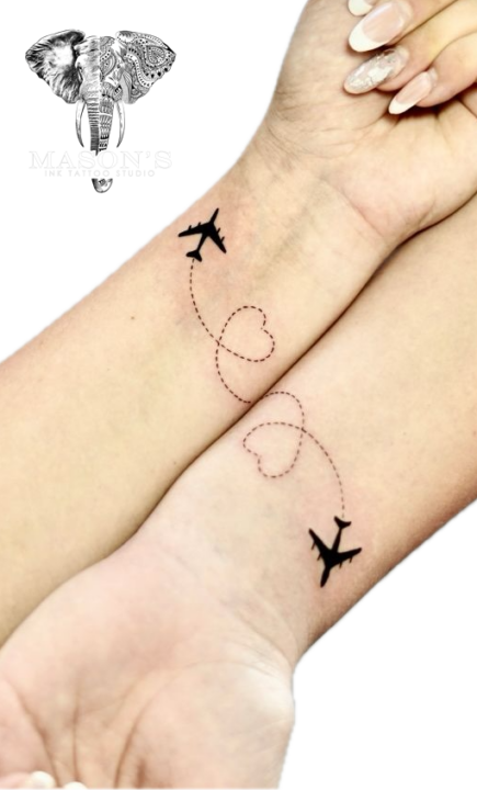 Fine Line Plane Tattoo Design