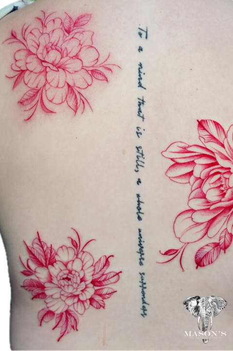 Colored Floral Script Tattoo Design
