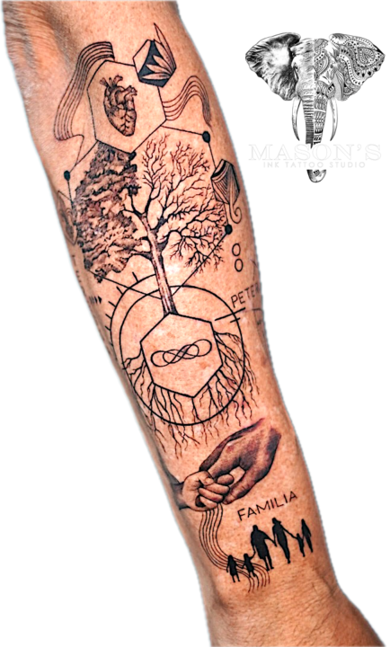 Geometric Family Tree Tattoo Design