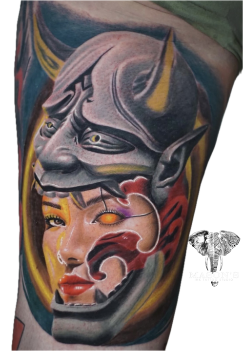 Tattoo Style Japanese Color Devil