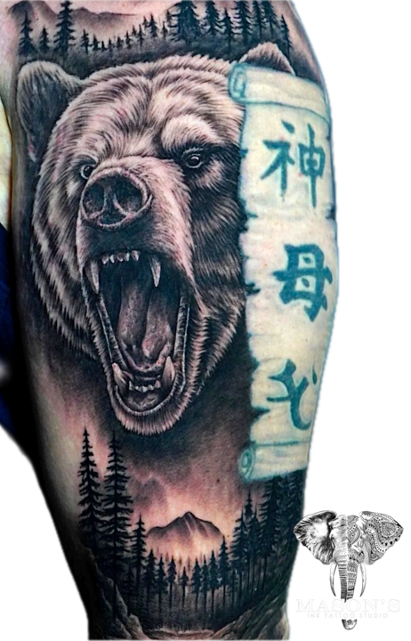 Tattoo Style Japanese and Black Work The Beast of Bear Forest