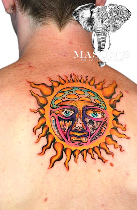 Color Tattoo Style: Sun,Face,Fire:Mushroom