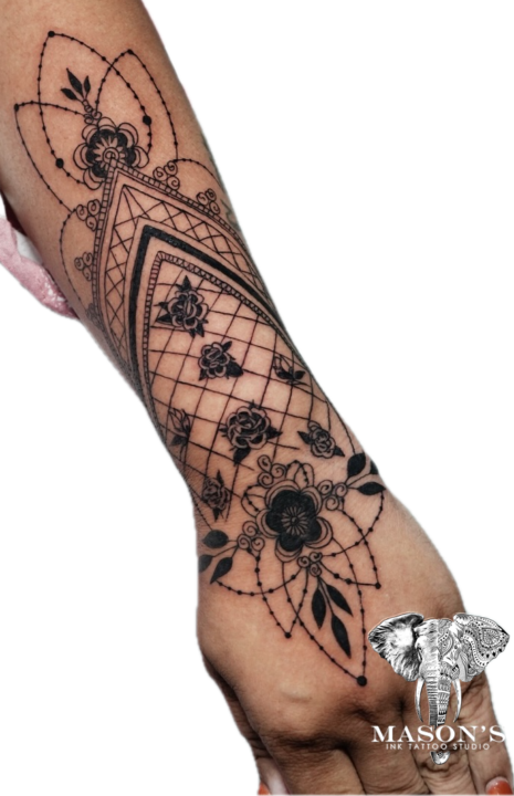 Ornamental Mandala Tattoo Design with Intricate Geometric Details
