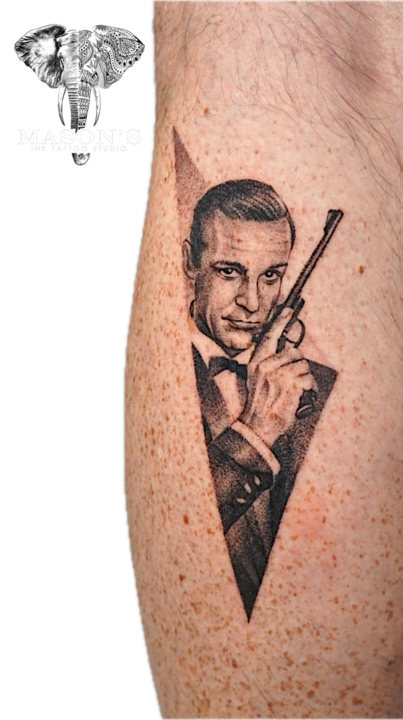 Tattoo Style Portrait James Bond 007