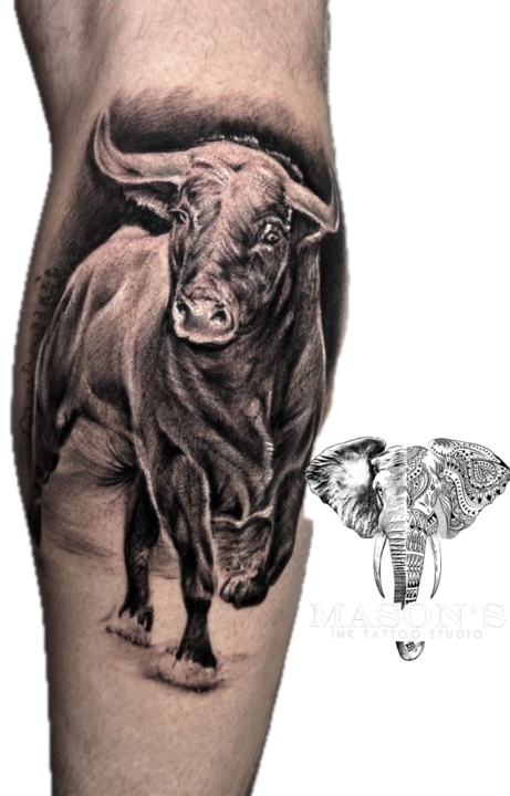 Realism Bull Animal Tattoo Design