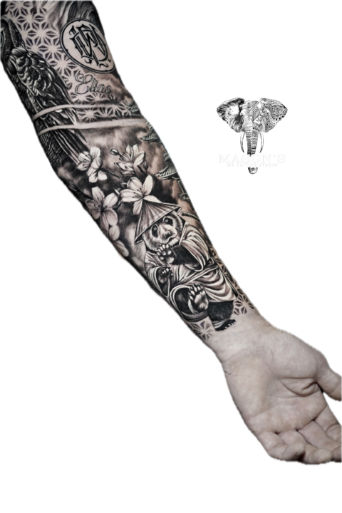 Tattoo Style Realism Panda Japanese