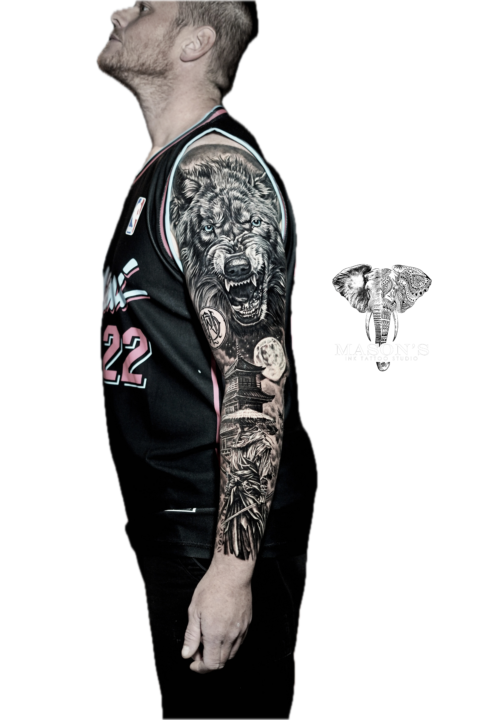 Tattoo Style Realism Wolf