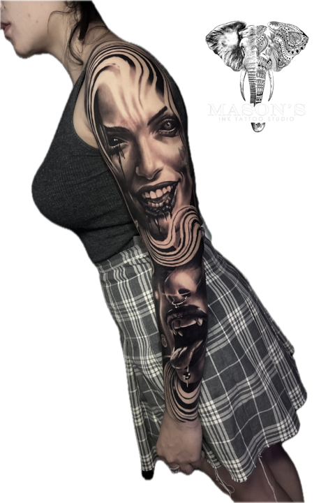 Tattoo Style Realism Woman Face Potrait