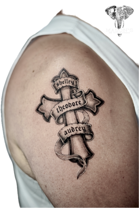 Realism Black Grey Christian cross