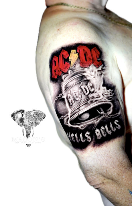 Colored Realism AC/DC Tattoo Design