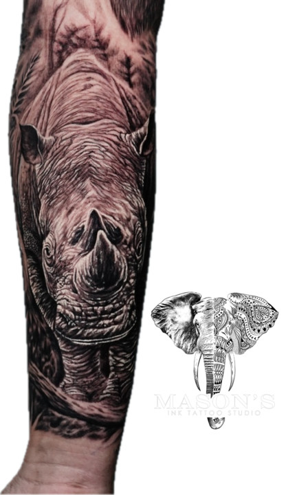 Realism Rhino Tattoo Design
