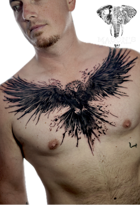 Tattoo Style Stunning Black Work Abstract Bird