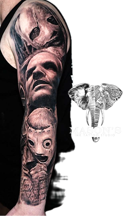 Realism Horror Michael Myers Tattoo Sleeve Design